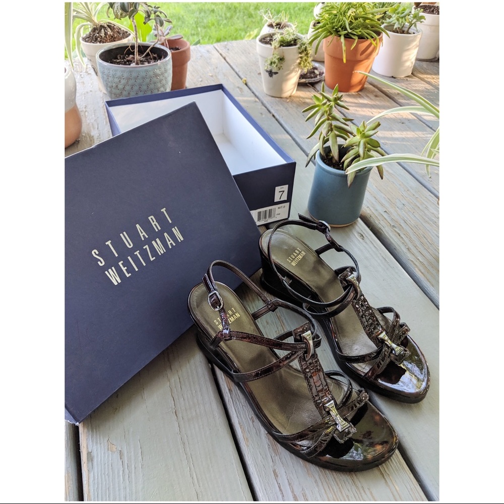 NIB STUART WEITZMAN Wedge Tortoiseshell Sandals